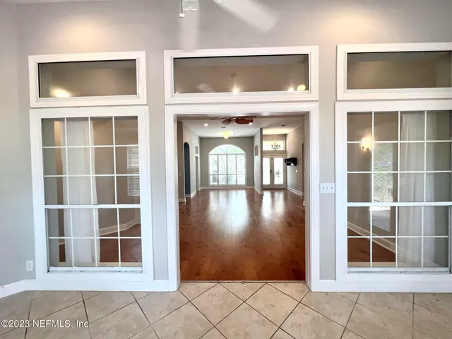 a view of an entryway with a window