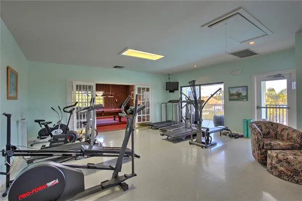 a view of a room with gym equipment