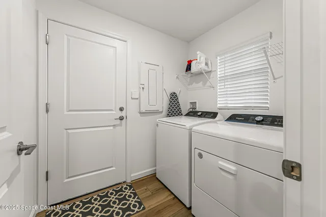 a view of a garage with storage