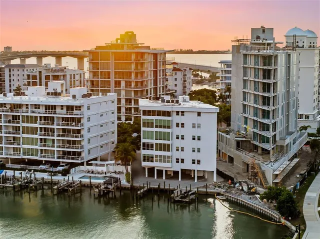 a view of a city with tall buildings
