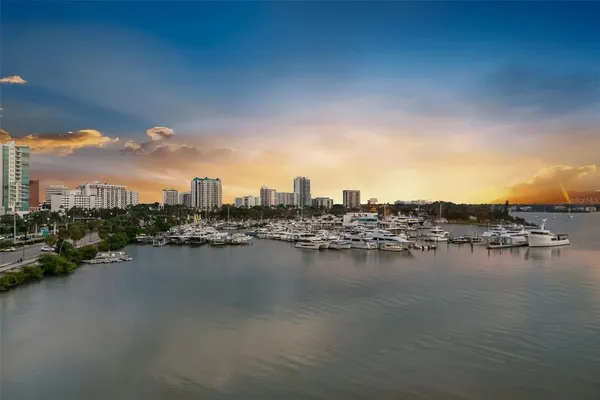 a view of a city with tall buildings