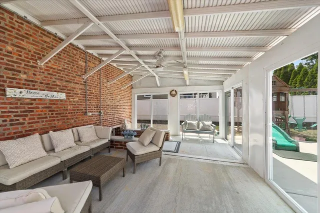 a balcony with furniture and a couch