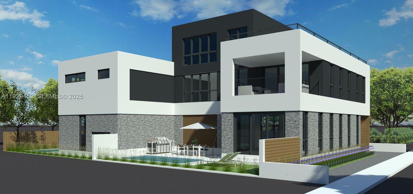 a front view of a house with stairs