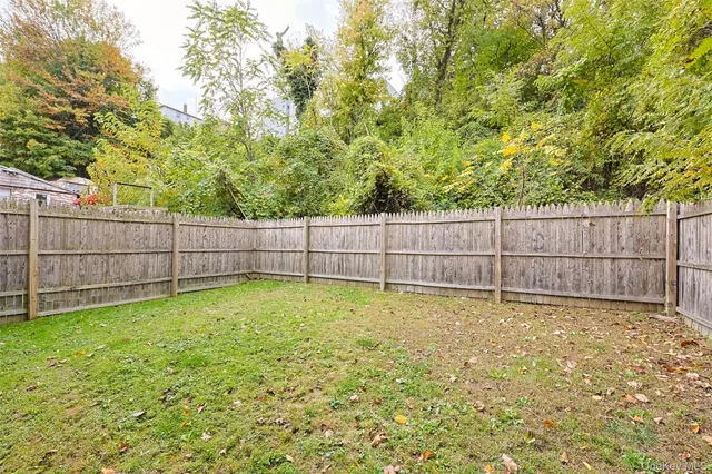 a view of a yard with a small trees