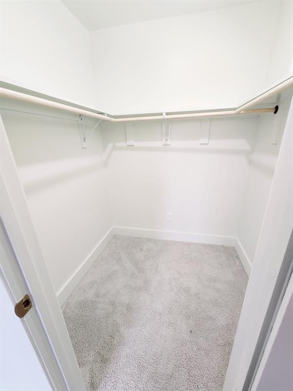 2908 Washington Street Commerce, TX 75428 - Photo 25 of 29 Walk-in closet with light gray carpet, white walls, and built-in wood hanging rods