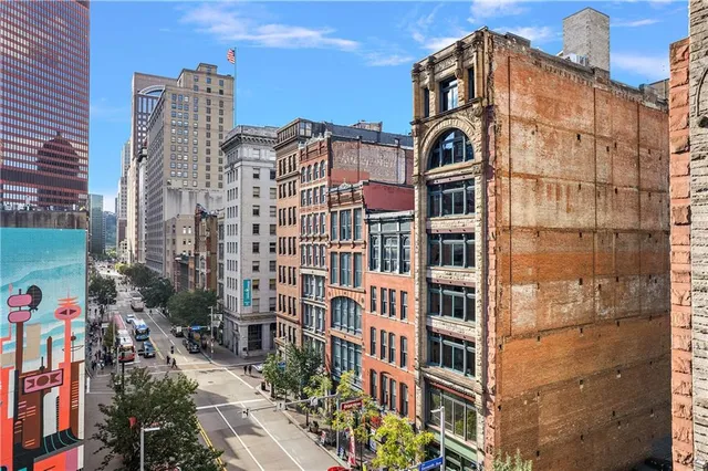 a front view of a multi story building