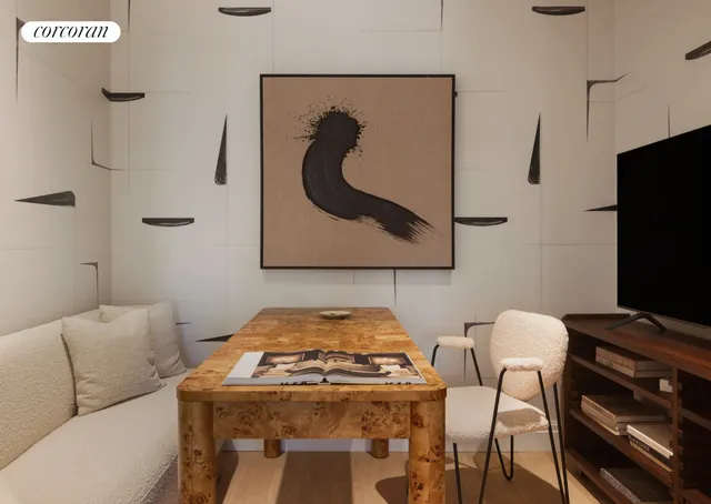 a view of a chandelier in a room