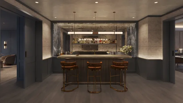 a kitchen with a sink and a refrigerator