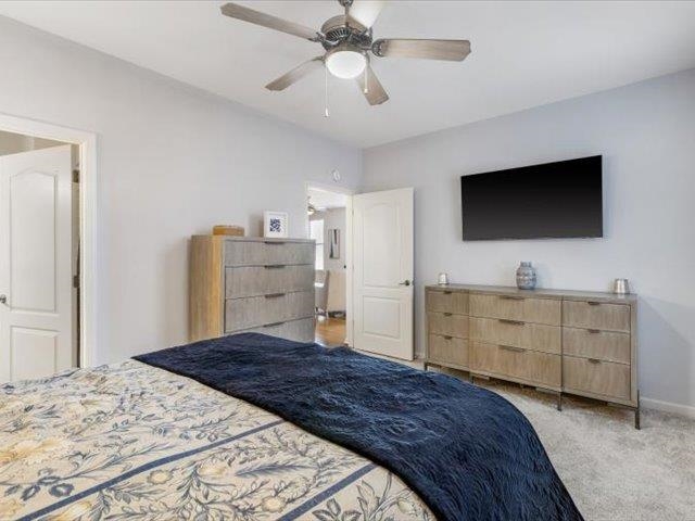 580 South Main Street, Unit 204 Memphis, TN 38103 - Photo 15 of 28 Carpeted bedroom with a ceiling fan