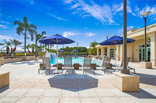 a view of a terrace with furniture