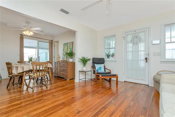 a workspace with wooden floor