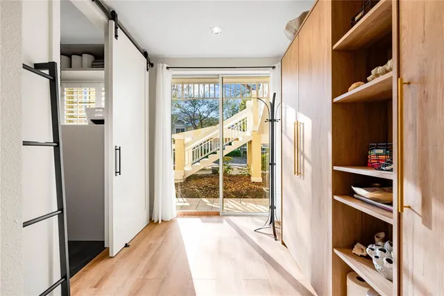 a view of a swimming pool with a garden