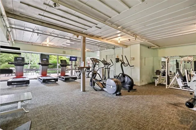 a view of a room with gym equipment