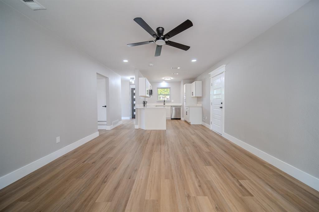 6320 Old Ox Road Dallas, TX 75241 - Photo 4 of 17 Wood-finish flooring, recessed lighting, and a ceiling fan