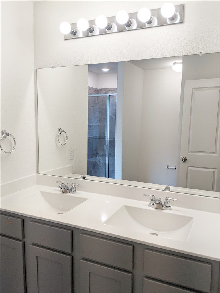 3493 Pauling Loop Round Rock, TX 78665 - Photo 9 of 19 a bathroom with a sink and a mirror