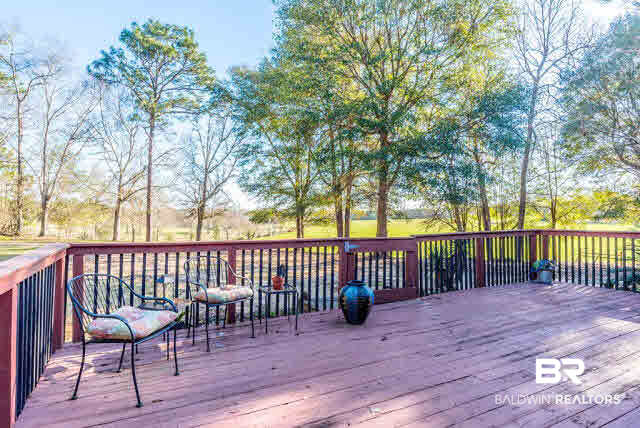 7412 Lott Road Wilmer, AL 36587 - Photo 18 of 25 Large deck that over looks green pasture land.