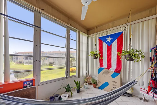a room with furniture and a potted plant
