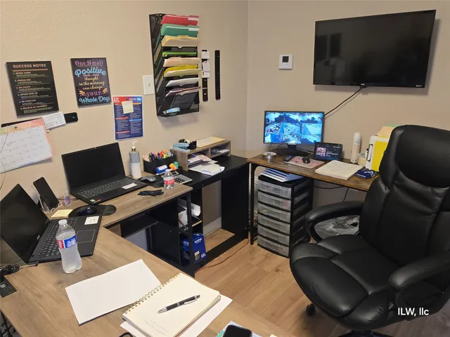 an empty room with windows