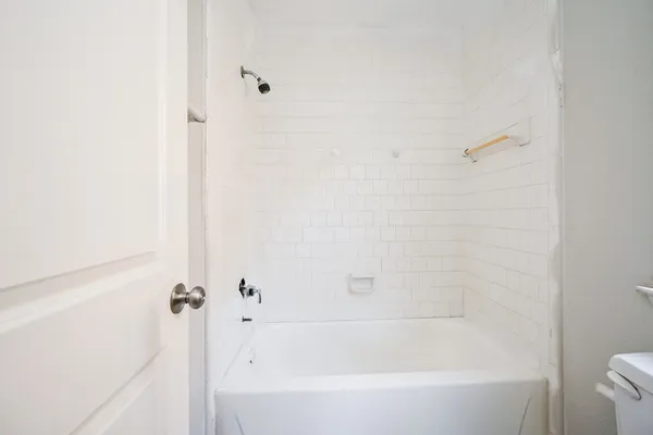 a bathroom with a bathtub