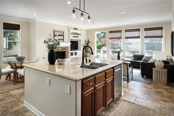 a kitchen with granite countertop a sink and counter space