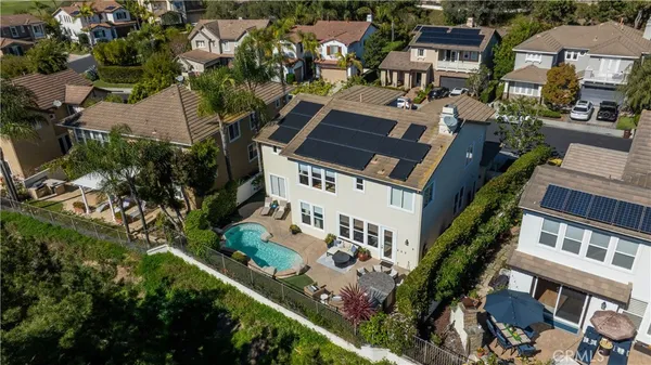 an aerial view of a house