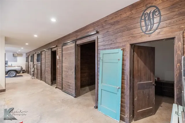 an aerial view of a house with a garden