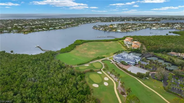 a view of a lake with a city