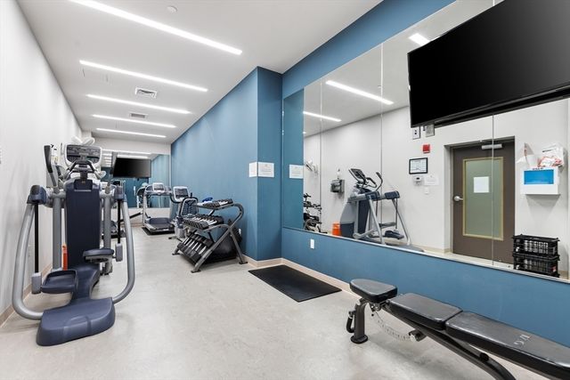 a view of a room with gym equipment