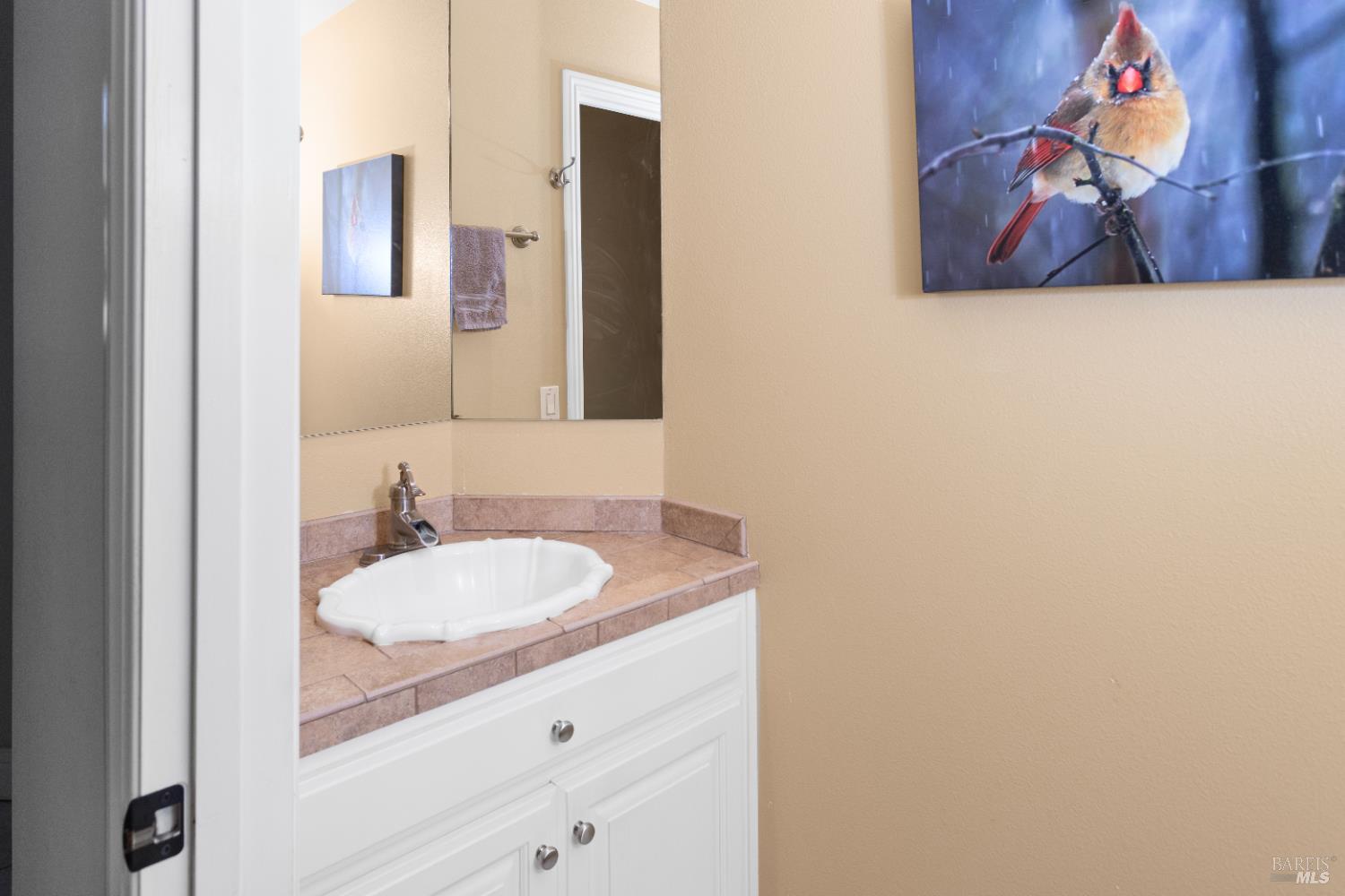 230 Clear Ridge Drive Healdsburg, CA 95448 - Photo 25 of 48 a bathroom with a granite countertop sink and a mirror