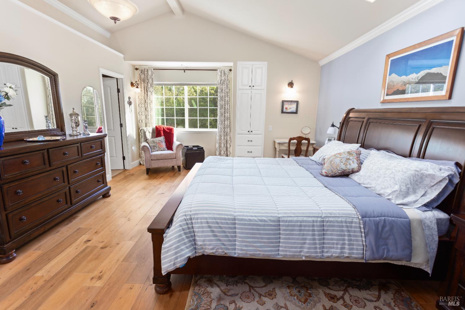 230 Clear Ridge Drive Healdsburg, CA 95448 - Photo 36 of 48 a bedroom with bed and wooden floor