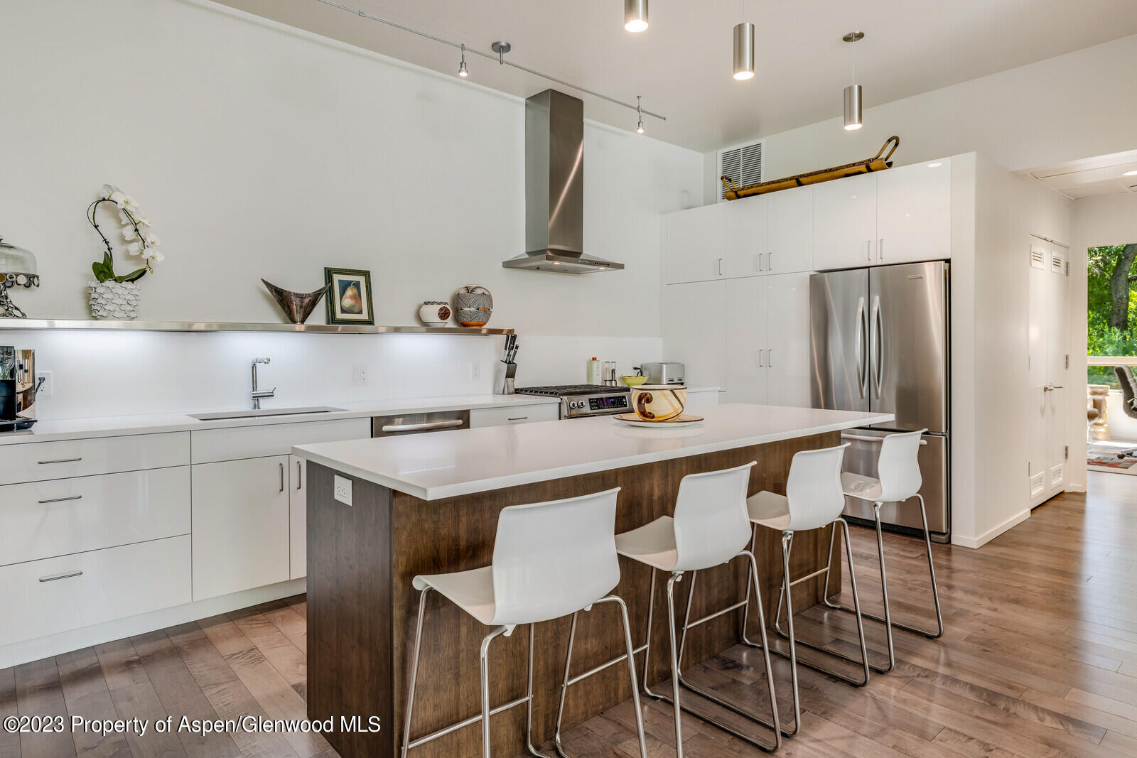 202 Evans Road, Unit 105 Basalt, CO 81621 - Photo 13 of 27 a kitchen with stainless steel appliances a sink and a refrigerator
