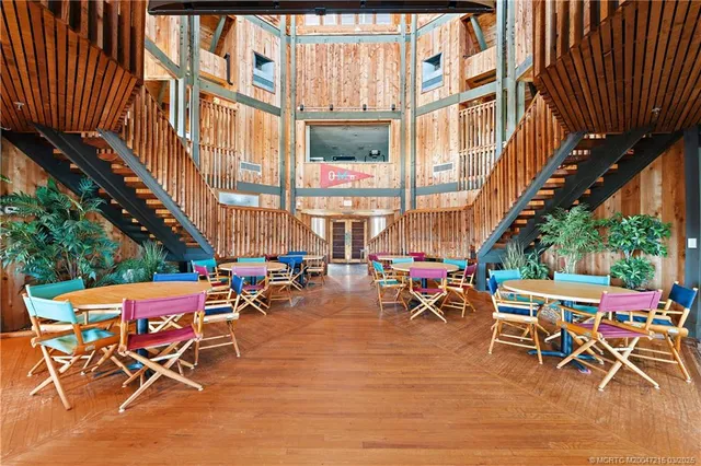 an outdoor space with patio lots of furniture