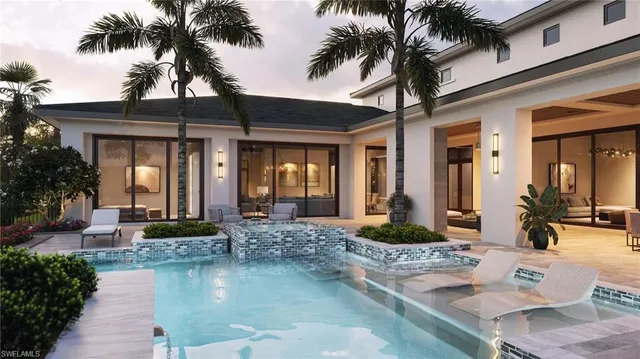 a front view of a house with swimming pool