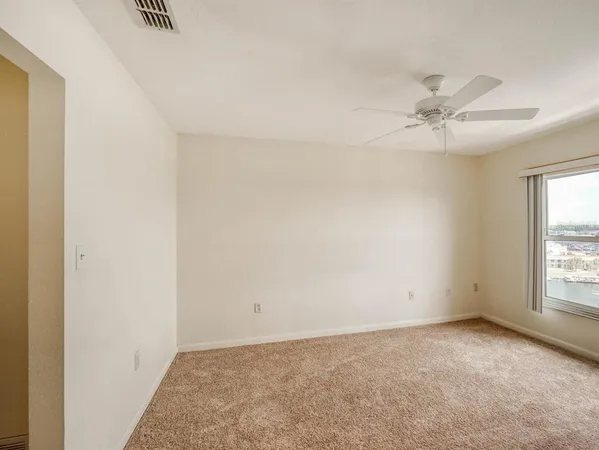a view of a room with a door