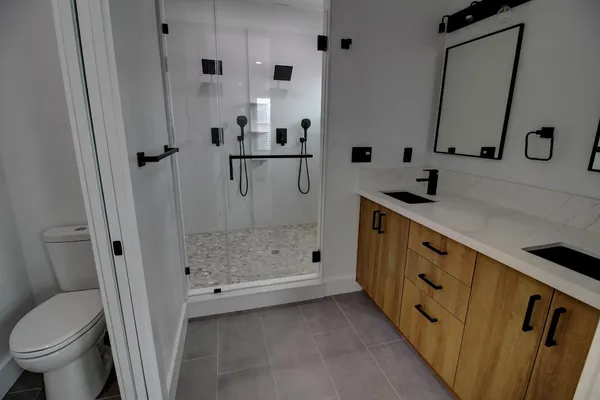 a bathroom with a shower