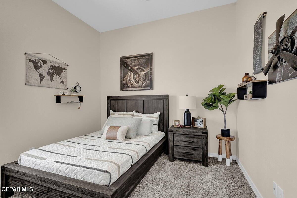 6923 Levee Circle Anthony, NM 88021 - Photo 25 of 44 a bedroom with a bed and a potted plant