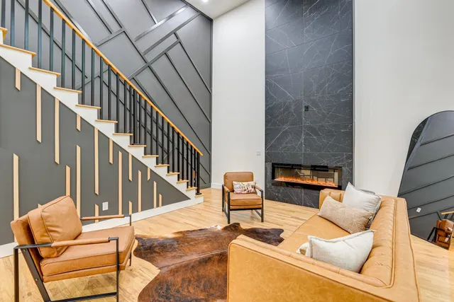 a living room with furniture