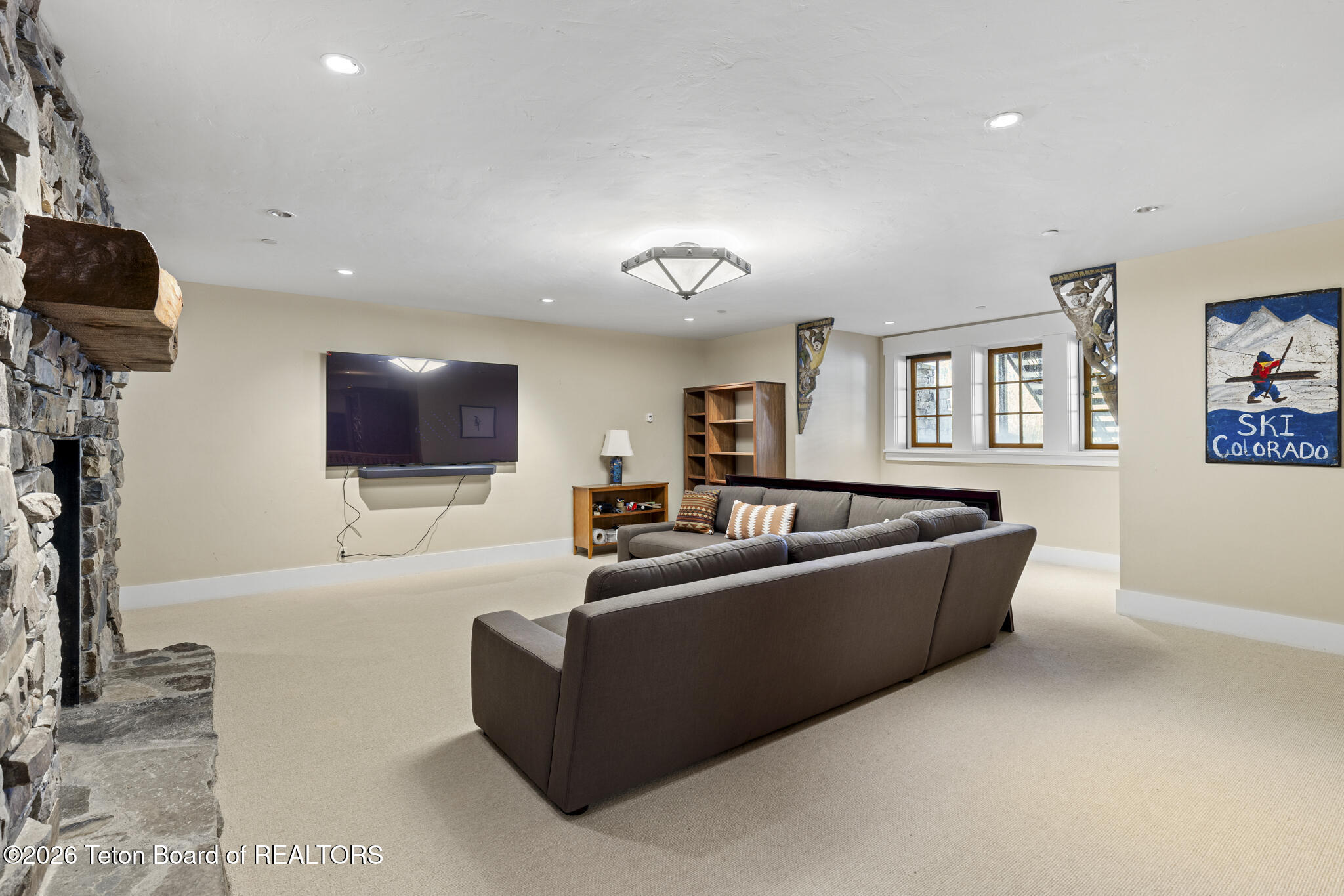14925 South McCoy Road Jackson, WY 83001 - Photo 47 of 64 Downstairs Entertainment Area