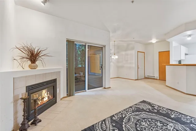 a view of a livingroom with a fireplace