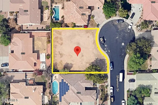 an aerial view of a swimming pool