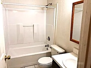 a bathroom with a toilet and a bathtub