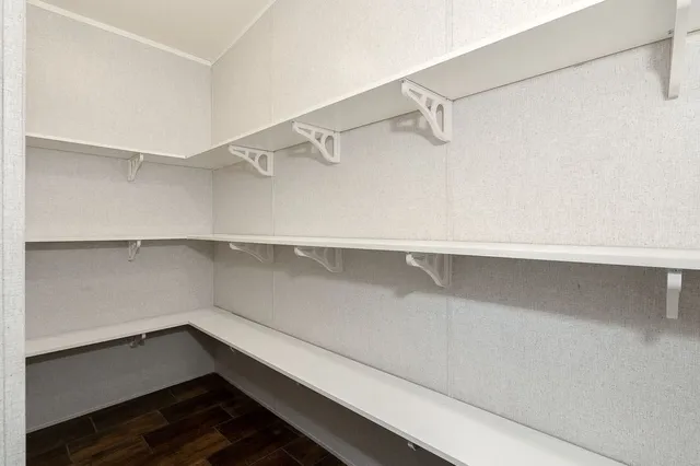 a storage room with empty racks