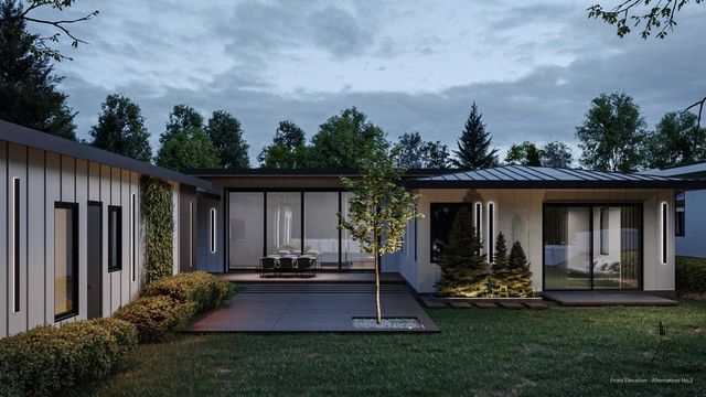 a front view of house with a yard