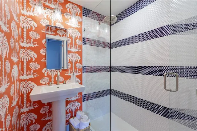 a bathroom with a shower