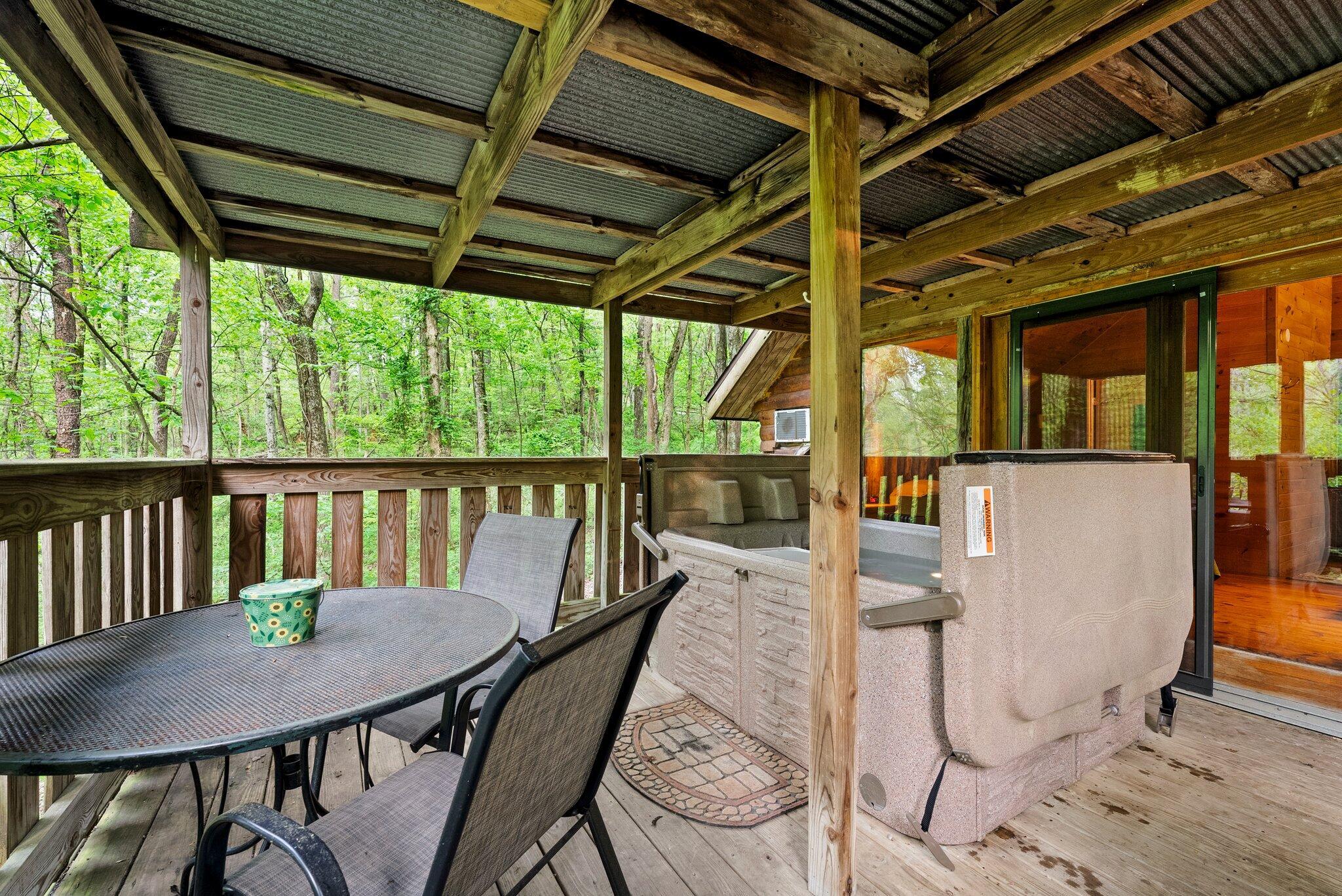 26975 Chapel Ridge Road Logan, OH 43138 - Photo 71 of 98 CABIN DECK W/HOT TUB AND TABLE/CHAIRS