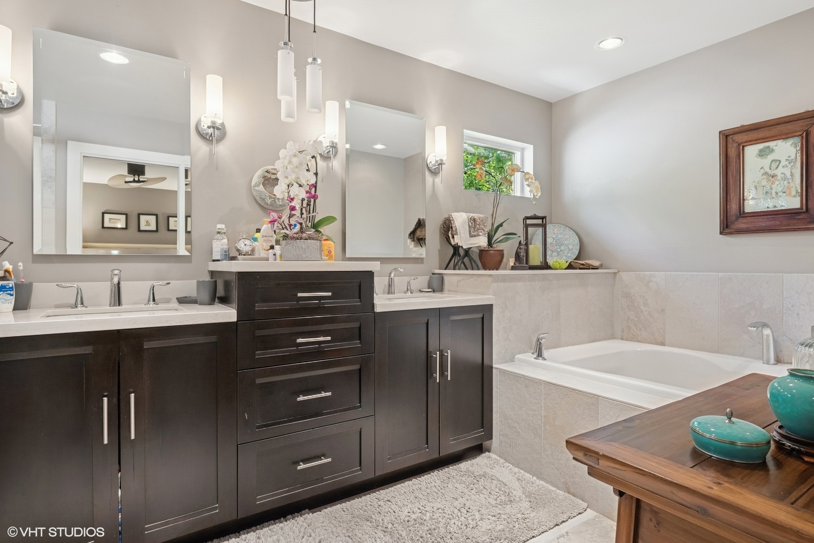 180 A Old Sutton Road Barrington Hills, IL 60010 - Photo 19 of 30 a spacious bathroom with a sink double vanity and a mirror