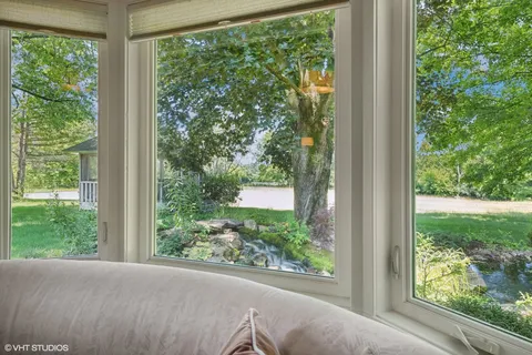 a view of a garden from a window