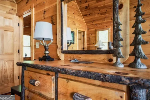 a view of a back yard from a balcony