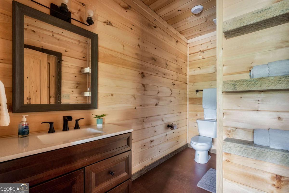 273 Deer Crest Heights Blue Ridge, GA 30513 - Photo 59 of 73 a bathroom with a double vanity sink toilet mirror and shower