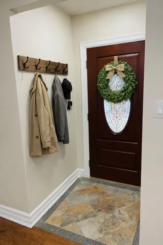 a view of small space with wooden floor